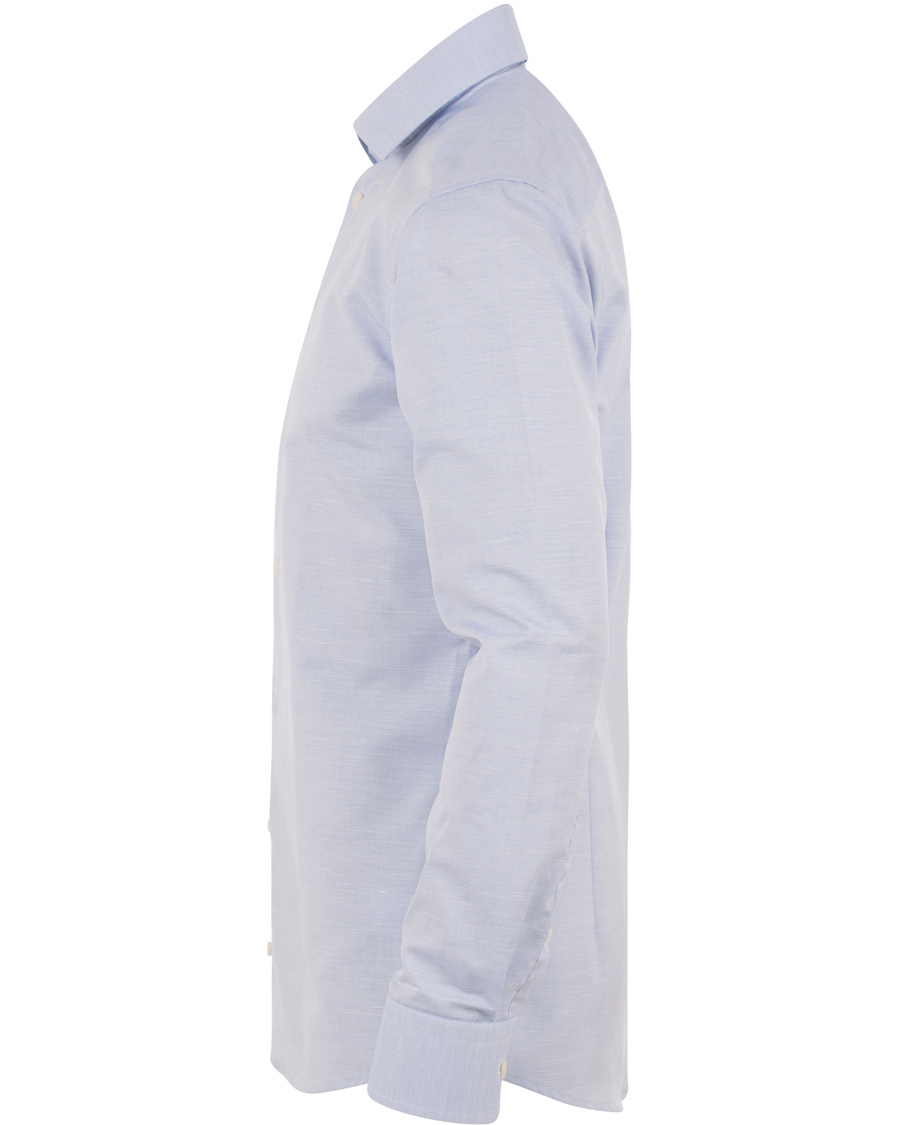 Heren | Overhemden | Eton | Slim Fit Poplin/Linen Shirt Light Blue