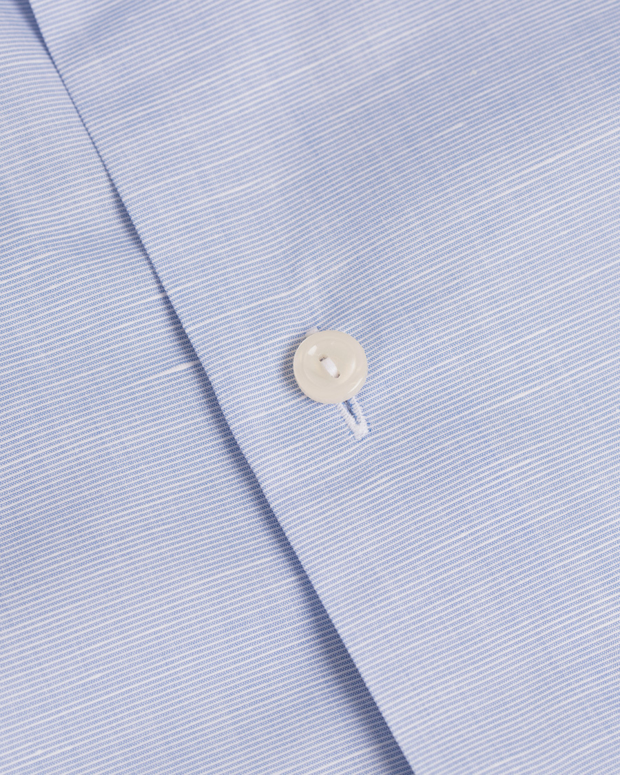 Heren | Overhemden | Eton | Slim Fit Poplin/Linen Shirt Light Blue