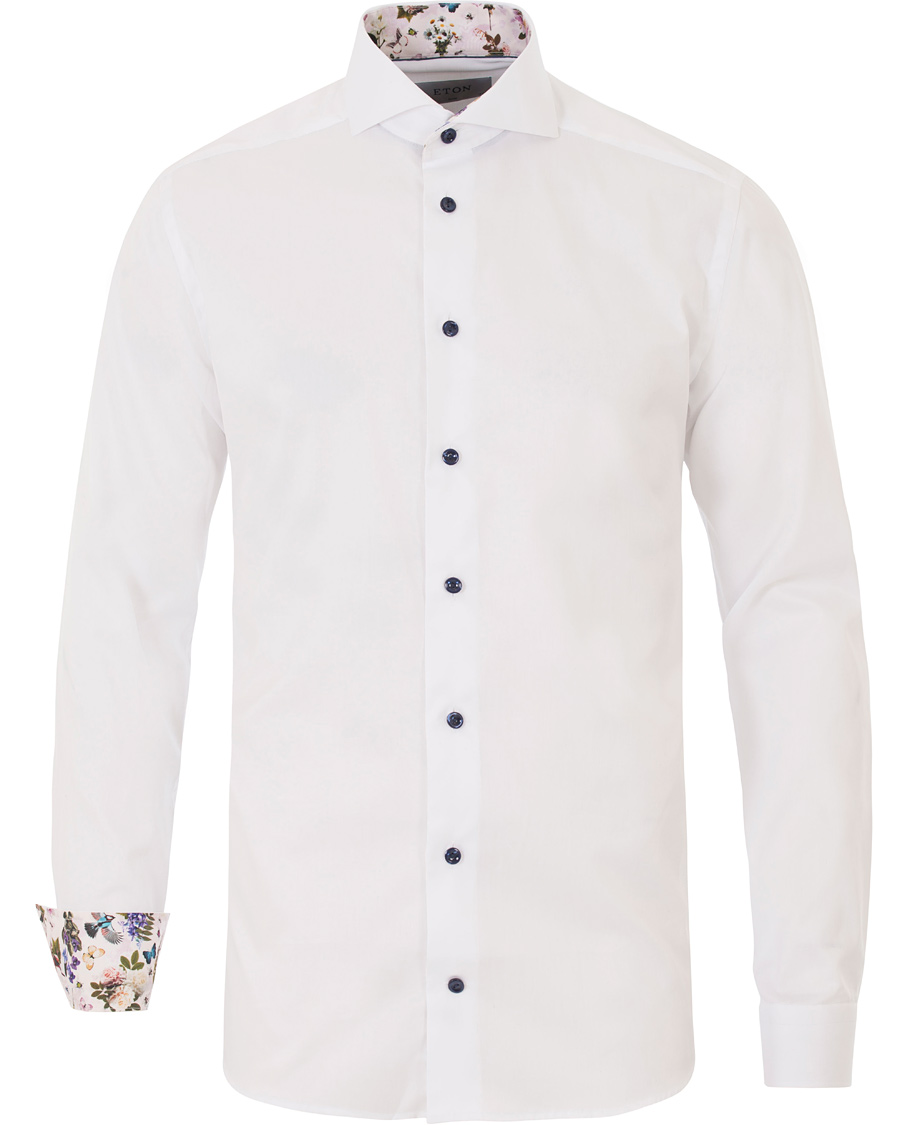 Heren | Overhemden | Eton | Slim Fit Signature Twill Contrast Shirt White