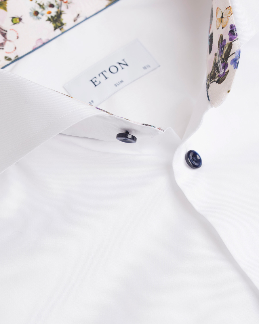 Heren | Overhemden | Eton | Slim Fit Signature Twill Contrast Shirt White