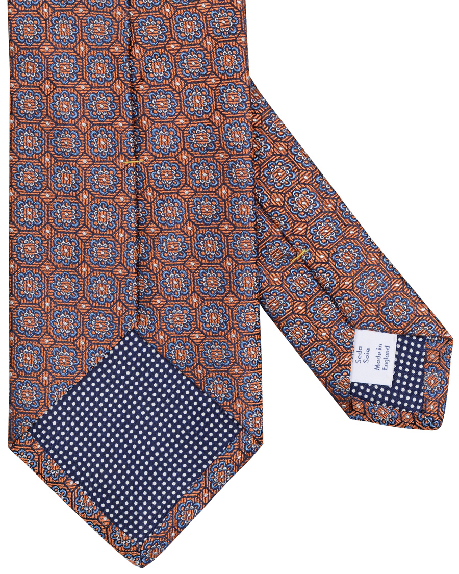 Heren | Eton Silk Woven Medallion 8 cm Tie Orange | Eton | Silk Woven Medallion 8 cm Tie Orange