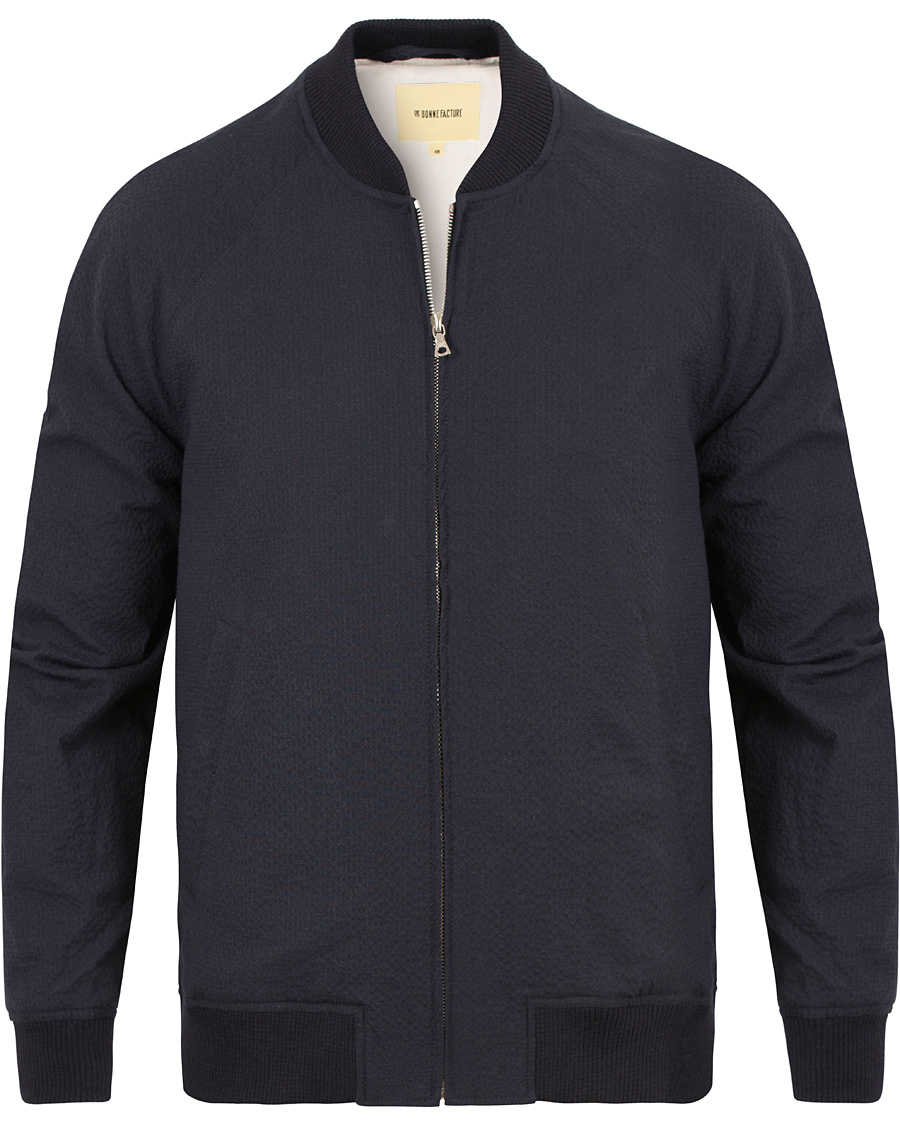 Heren | Jassen | De Bonne Facture | Jockey Plain Seersucker Jacket Navy