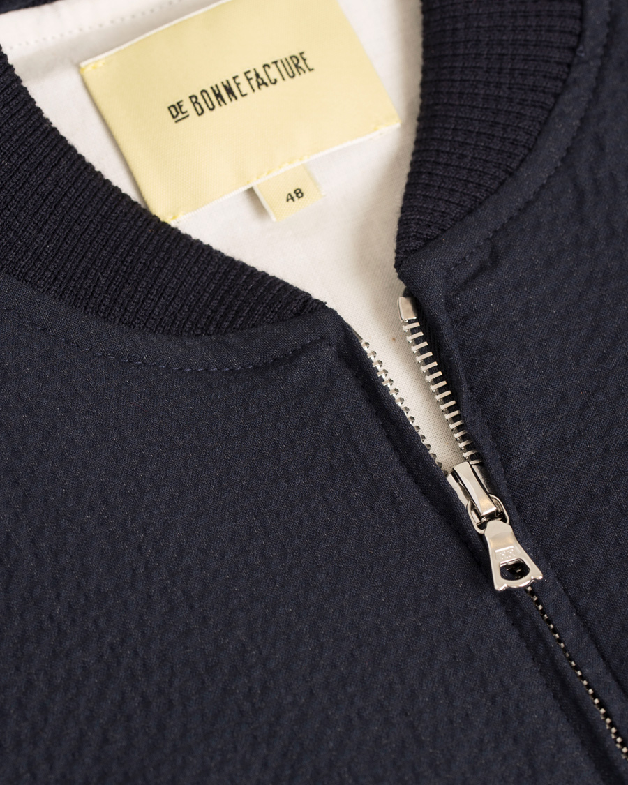 Heren | Jassen | De Bonne Facture | Jockey Plain Seersucker Jacket Navy