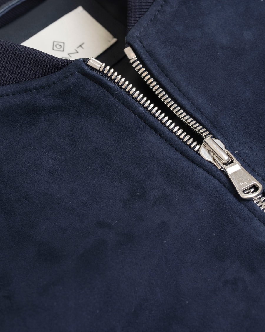 Heren | Jassen | GANT Diamond G | Leather/Suede Bomber Jacket Marine