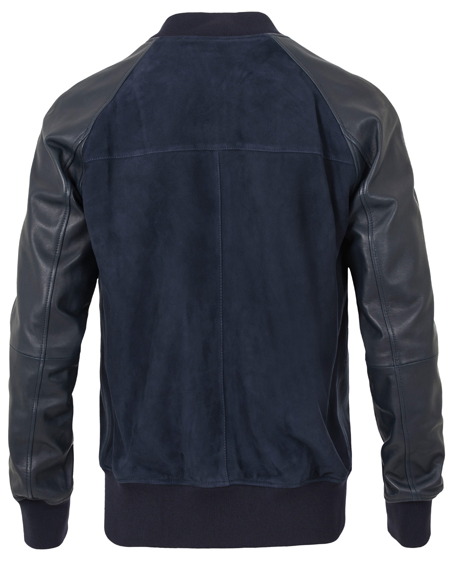 Heren | Jassen | GANT Diamond G | Leather/Suede Bomber Jacket Marine