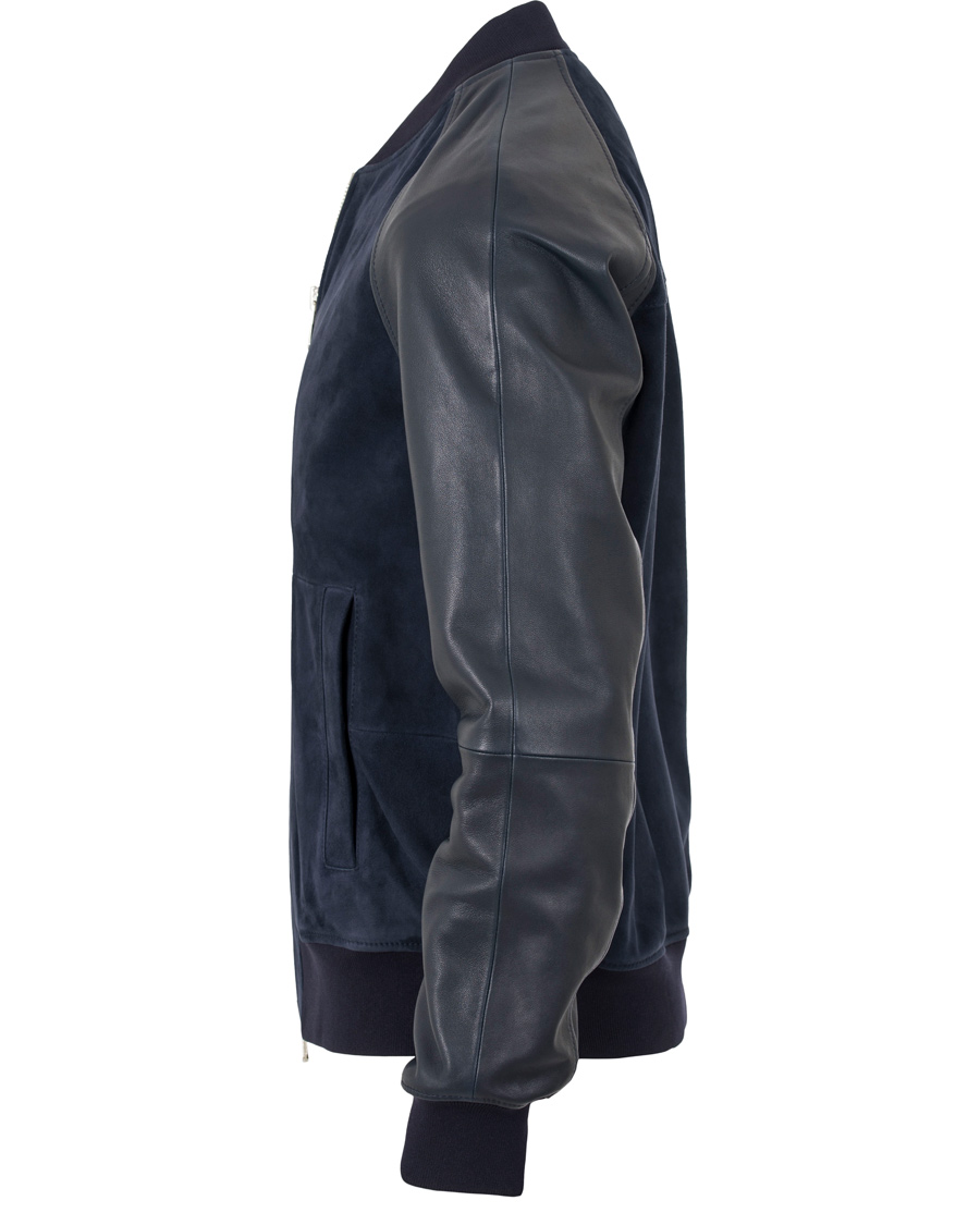 Heren | Jassen | GANT Diamond G | Leather/Suede Bomber Jacket Marine