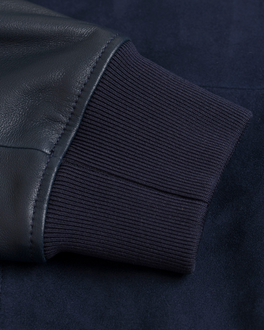 Heren | Jassen | GANT Diamond G | Leather/Suede Bomber Jacket Marine