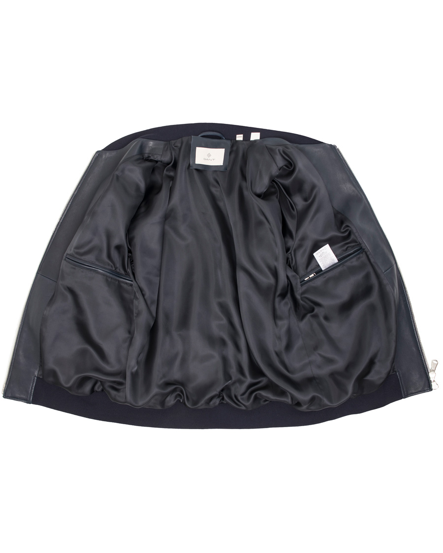 Heren | Jassen | GANT Diamond G | Leather/Suede Bomber Jacket Marine