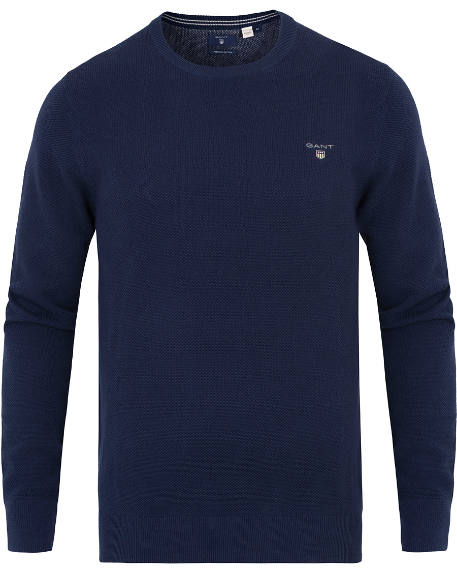 Heren | Truien | GANT | Cotton Pique Crew Neck Blue