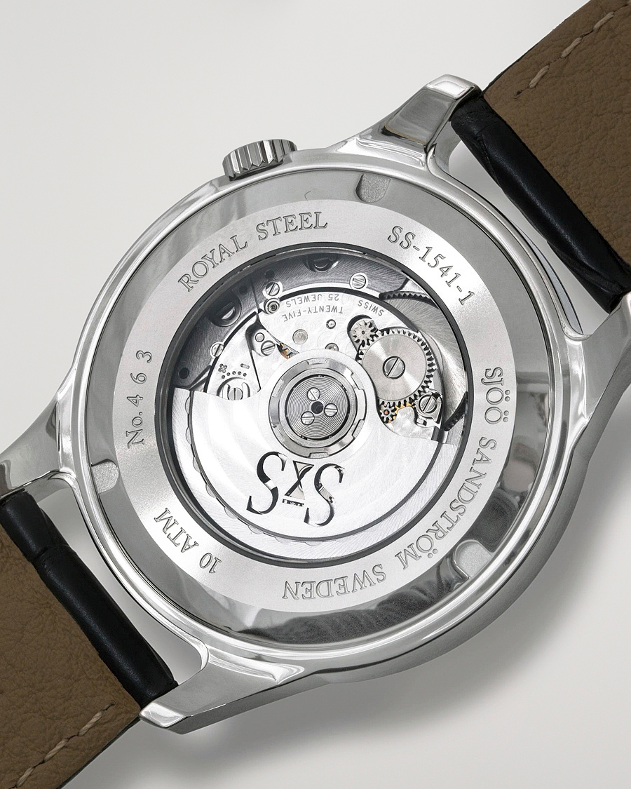 Heren | Sjöö Sandström Royal Steel Classic 41mm Black and Black Alligator | Sjöö Sandström | Royal Steel Classic 41mm Black and Black Alligator