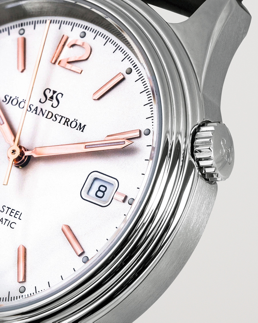 Heren | Sjöö Sandström Royal Steel Classic 41mm Ivory and Brown Alligator | Sjöö Sandström | Royal Steel Classic 41mm Ivory and Brown Alligator