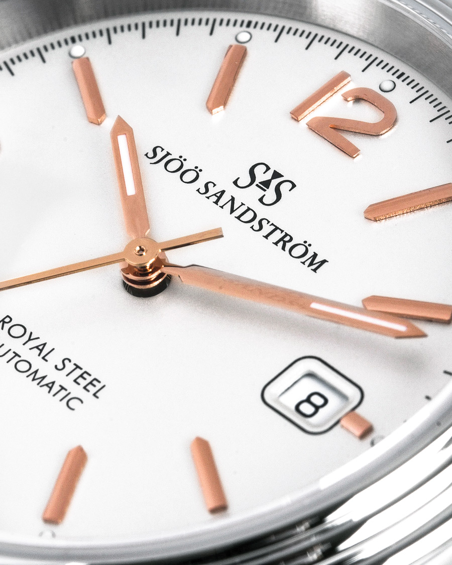 Heren | Sjöö Sandström Royal Steel Classic 41mm Ivory and Brown Alligator | Sjöö Sandström | Royal Steel Classic 41mm Ivory and Brown Alligator