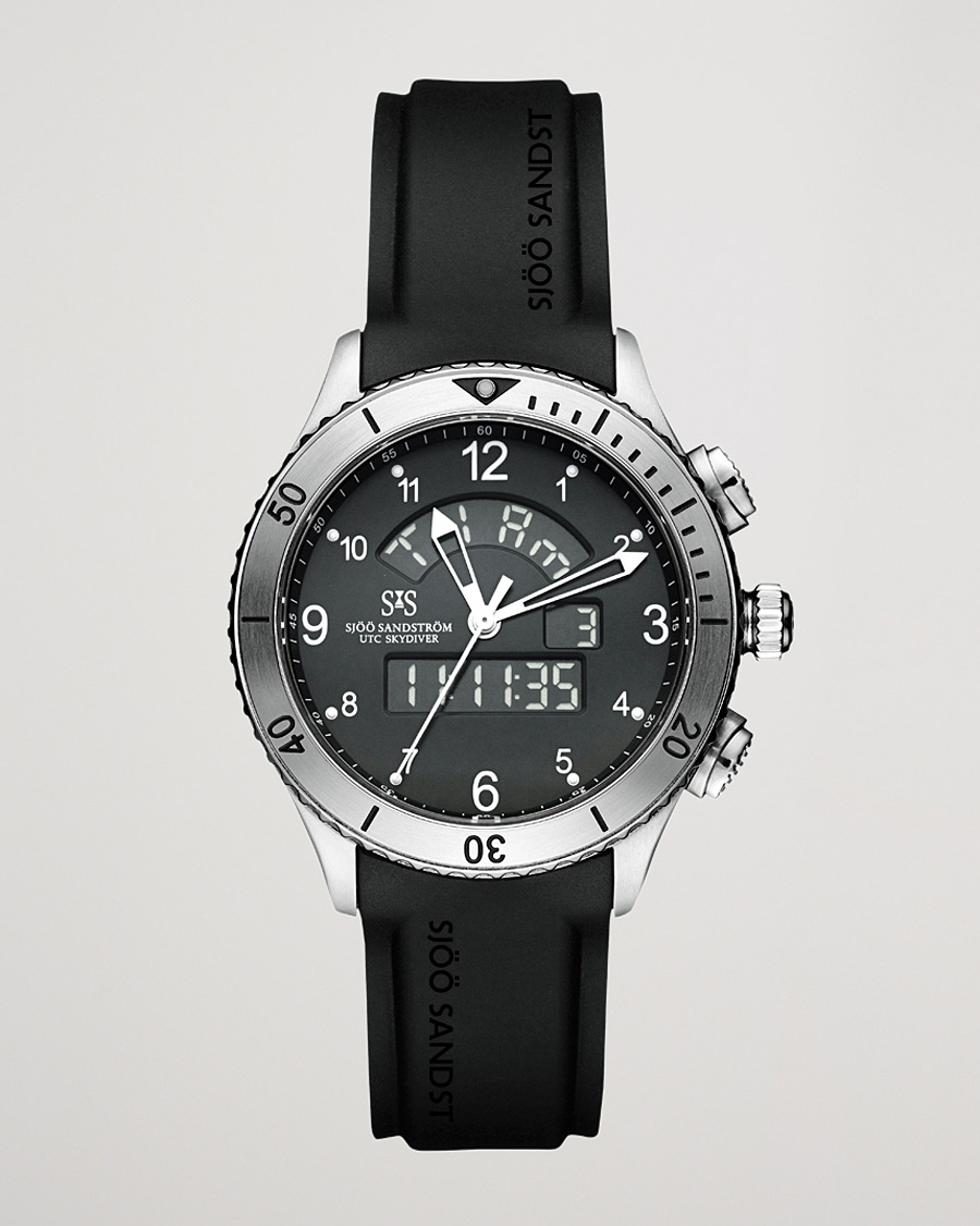 Heren | Sjöö Sandström UTC Skydiver 44,2mm Black and Black Rubber | Sjöö Sandström | UTC Skydiver 44,2mm Black and Black Rubber