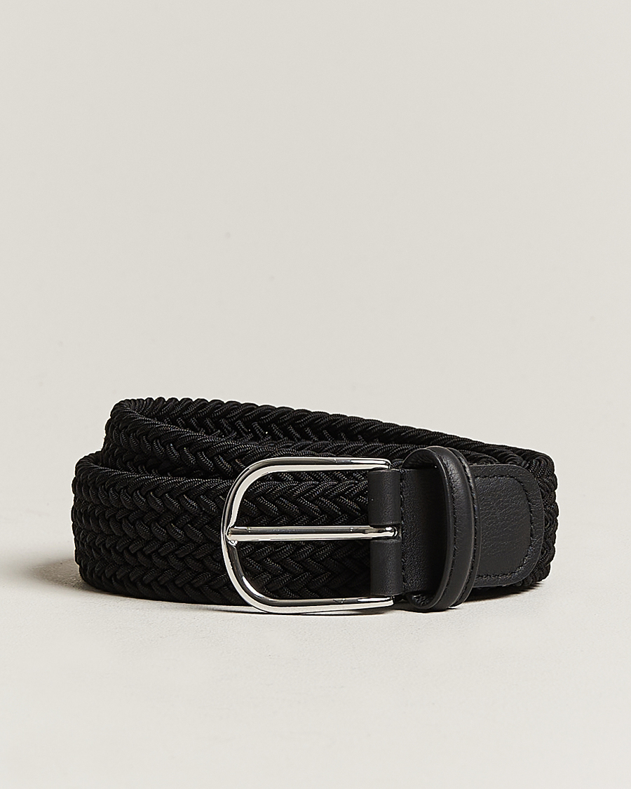 Heren | Riemen | Anderson's | Stretch Woven 3,5 cm Belt Black