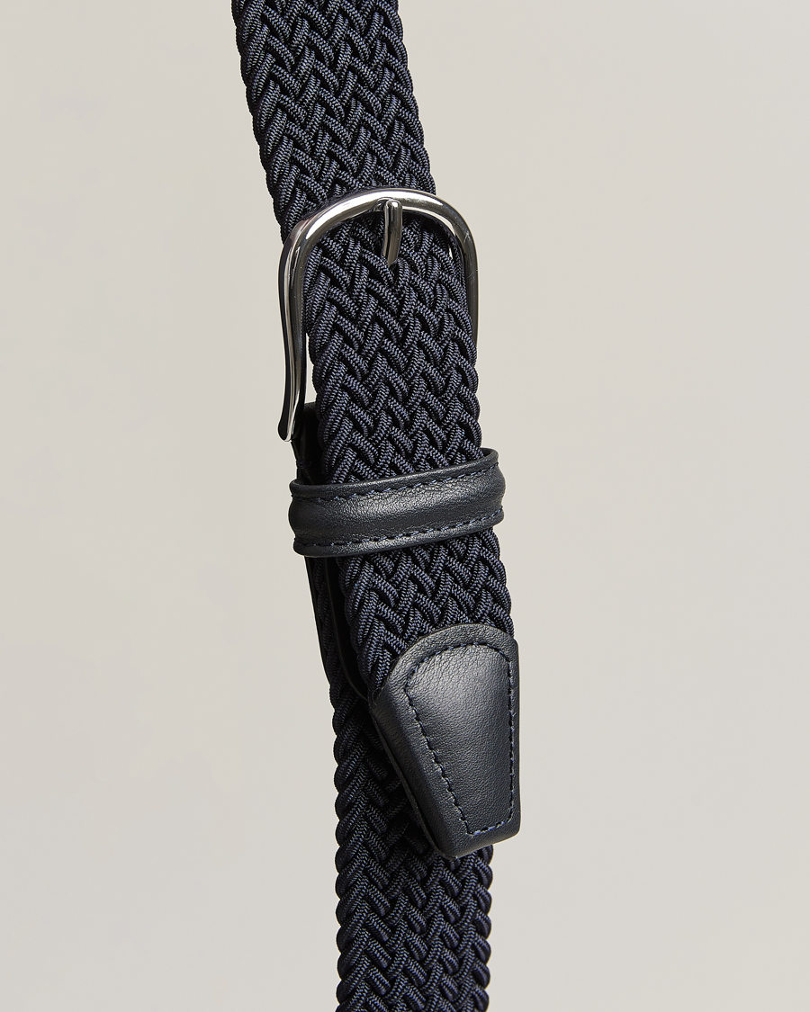 Heren | Riemen | Anderson's | Stretch Woven 3,5 cm Belt Navy