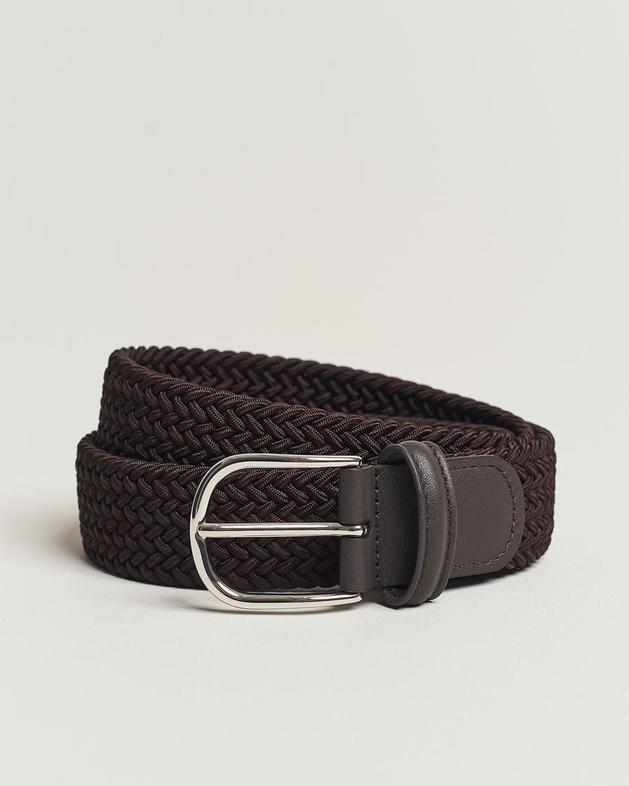 Heren | Riemen | Anderson's | Stretch Woven 3,5 cm Belt Brown