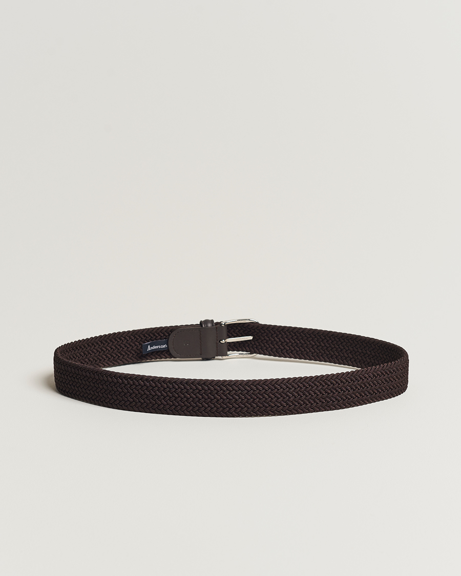 Heren | Riemen | Anderson's | Stretch Woven 3,5 cm Belt Brown
