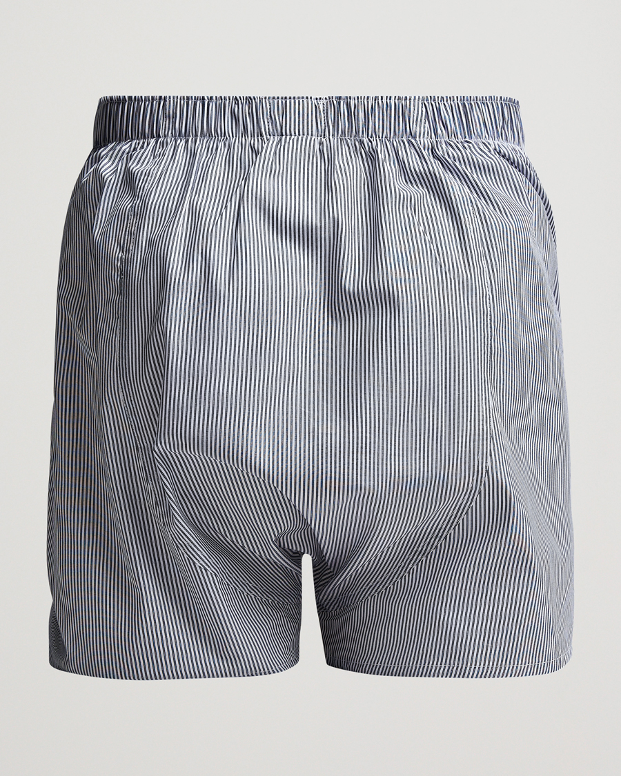 Heren | Sunspel | Sunspel | Classic Woven Cotton Boxer Shorts White/Light Blue