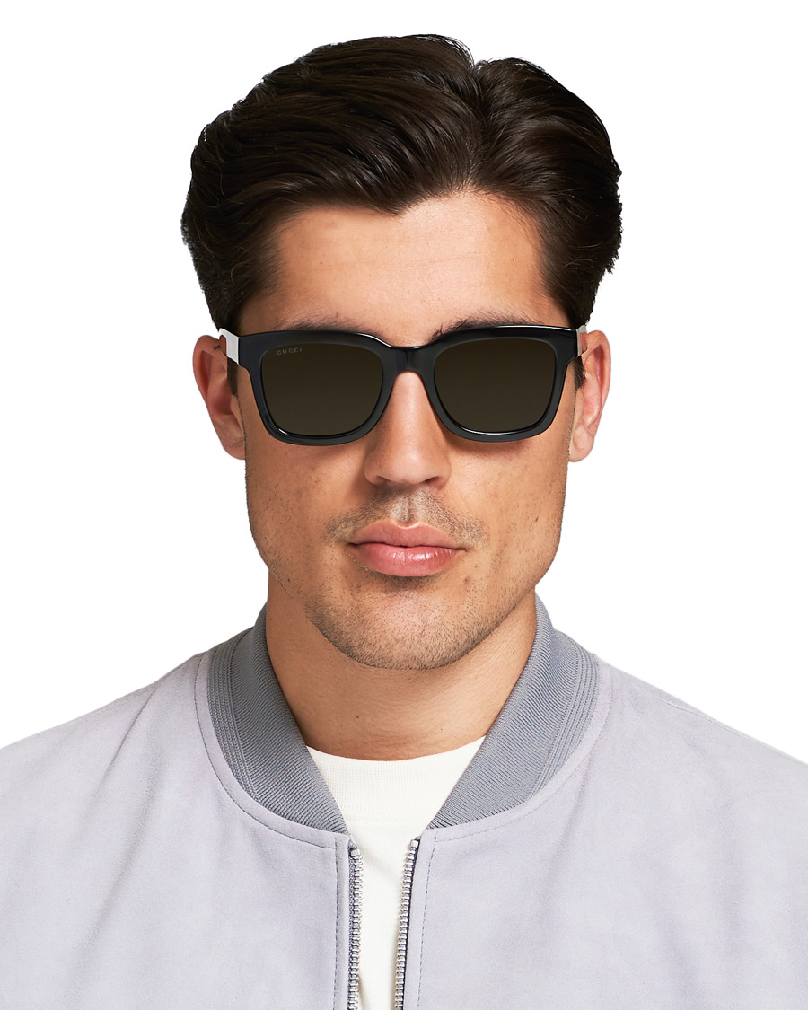 Heren | Gucci GG0001S Sunglasses Black/Green | Gucci | GG0001S Sunglasses Black/Green