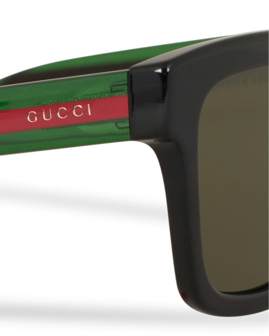 Heren | Gucci GG0001S Sunglasses Black/Green | Gucci | GG0001S Sunglasses Black/Green