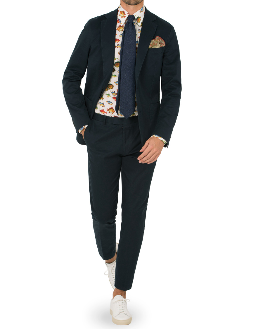 Heren | Overhemden | Eton | Slim Fit Twill Printed Fish Shirt White
