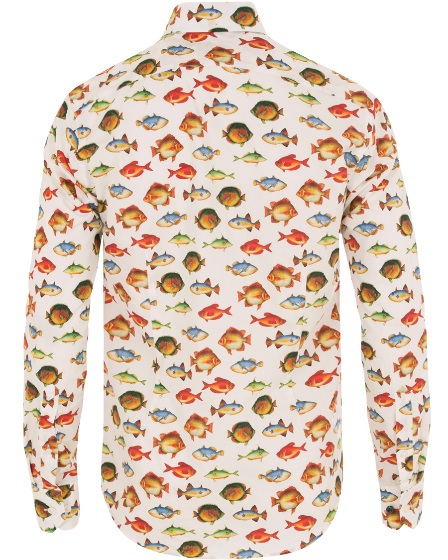 Heren | Overhemden | Eton | Slim Fit Twill Printed Fish Shirt White