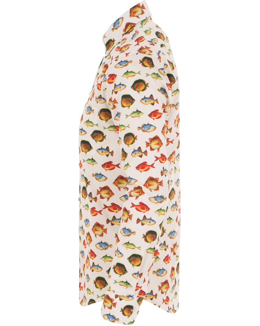 Heren | Overhemden | Eton | Slim Fit Twill Printed Fish Shirt White