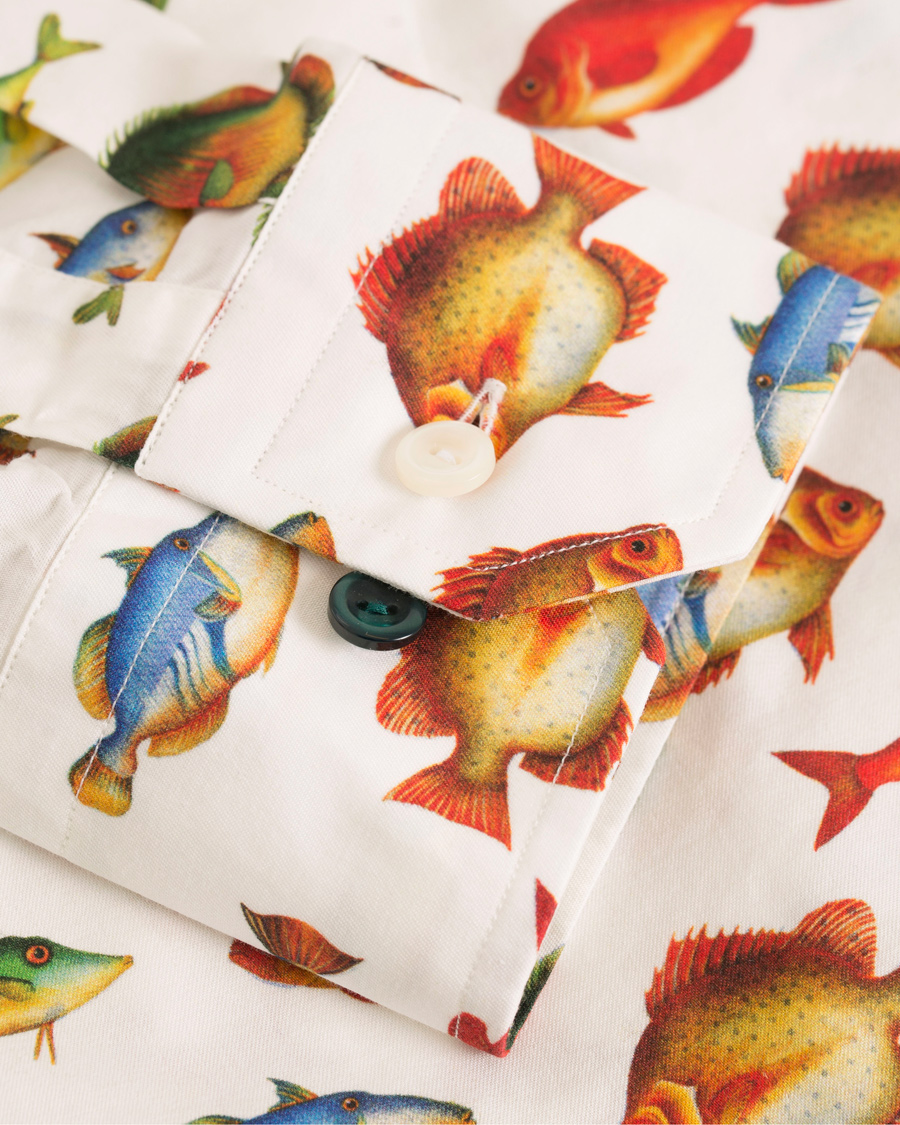 Heren | Overhemden | Eton | Slim Fit Twill Printed Fish Shirt White