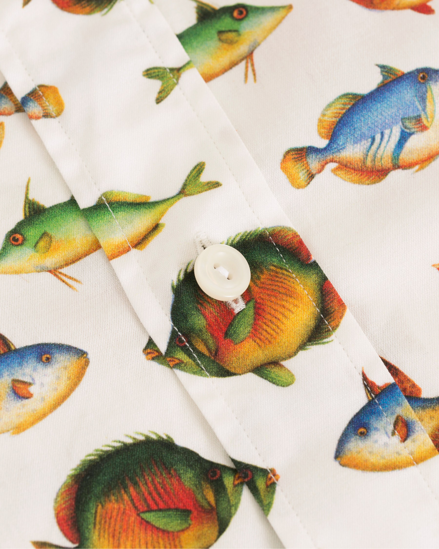 Heren | Overhemden | Eton | Slim Fit Twill Printed Fish Shirt White