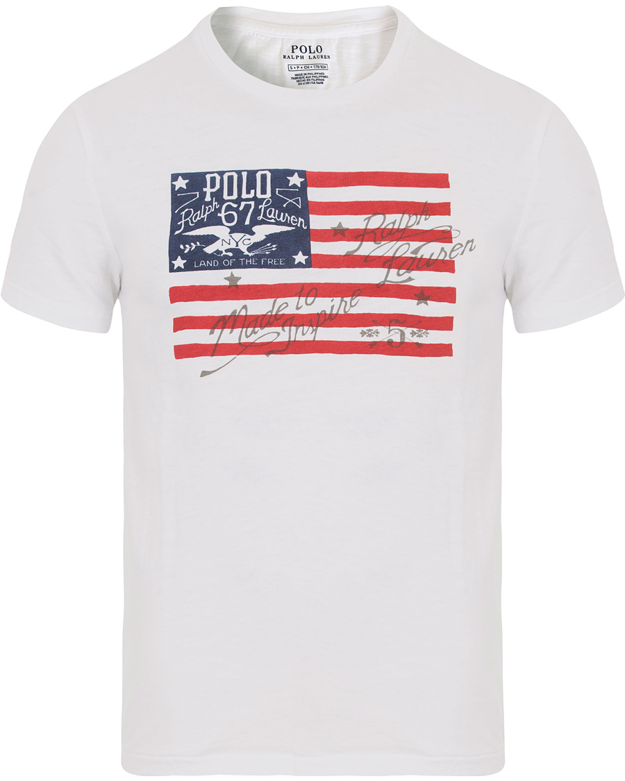 Heren | T-shirts | Polo Ralph Lauren | American Flag Print Crew Neck Tee White