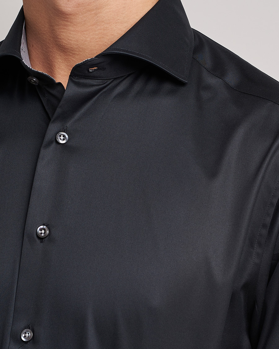 Heren | Overhemden | Stenströms | Fitted Body Contrast Shirt Black