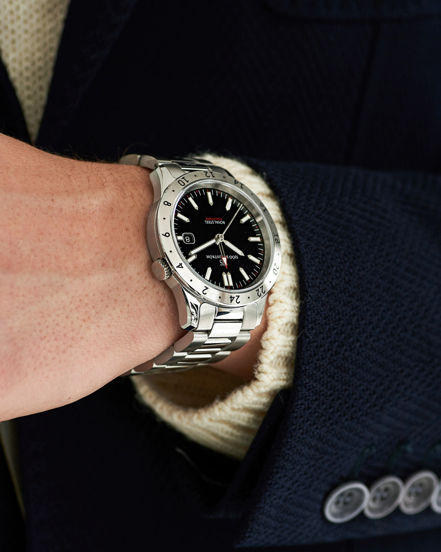 Heren | Sjöö Sandström Royal Steel Worldtimer 41mm Black with Steel | Sjöö Sandström | Royal Steel Worldtimer 41mm Black with Steel
