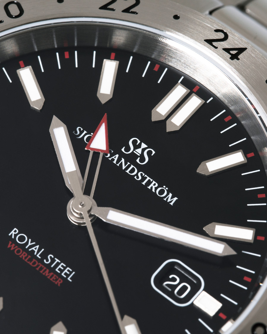 Heren | Sjöö Sandström Royal Steel Worldtimer 41mm Black with Steel | Sjöö Sandström | Royal Steel Worldtimer 41mm Black with Steel