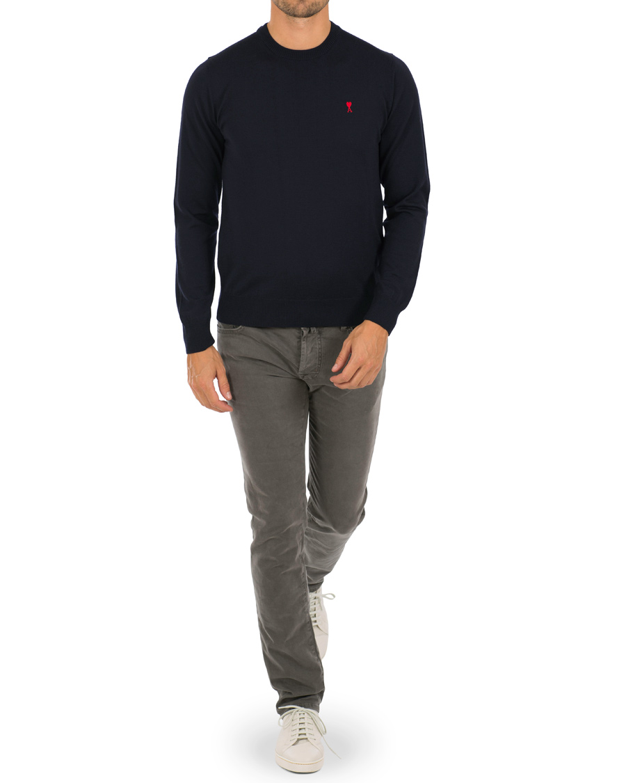 Heren | Truien | AMI | Crew Neck Logo Sweater Navy