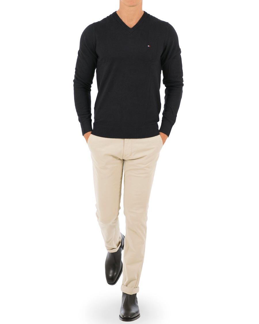 Heren | Truien | Tommy Hilfiger | Pima Cotton/Cashmere V-Neck Pullover Flag Black
