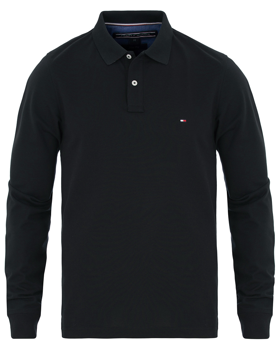 Heren | Truien | Tommy Hilfiger | Luxury Slim Fit Long Sleeve Polo Flag Black
