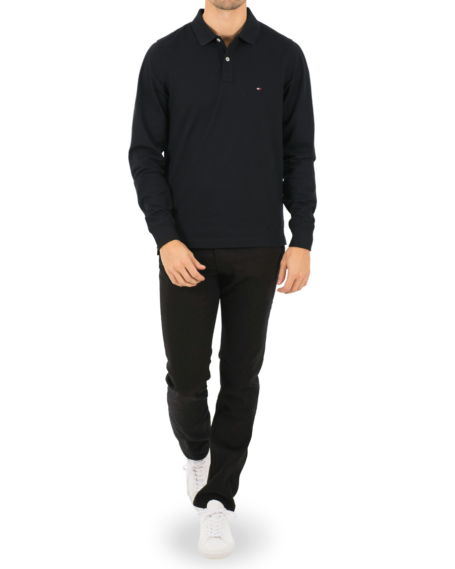 Heren | Truien | Tommy Hilfiger | Luxury Slim Fit Long Sleeve Polo Flag Black