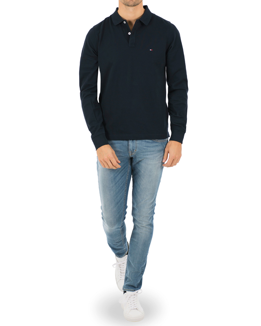 Heren | Truien | Tommy Hilfiger | Luxury Slim Fit Long Sleeve Polo Sky Captain