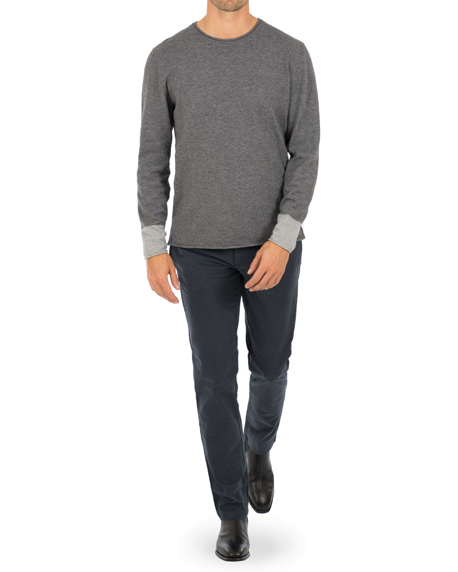 Heren | Truien | Filippa K | Cotton/Merino Roll Edge Sweater Grey Melange