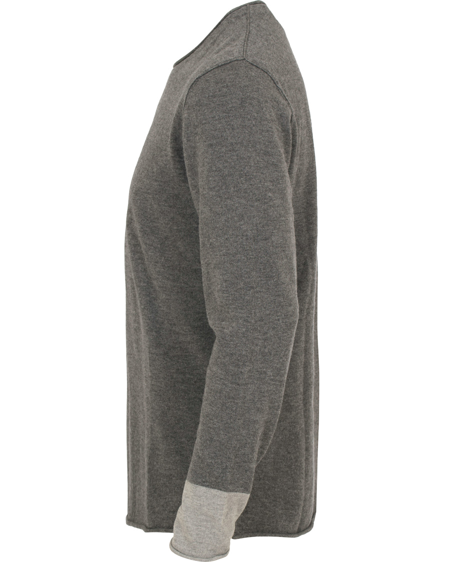 Heren | Truien | Filippa K | Cotton/Merino Roll Edge Sweater Grey Melange