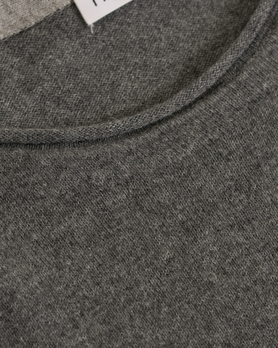 Heren | Truien | Filippa K | Cotton/Merino Roll Edge Sweater Grey Melange