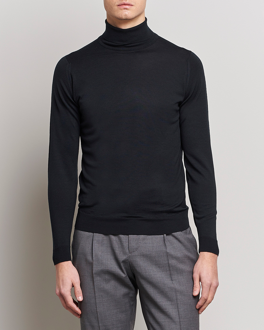 Heren | Best of British | John Smedley | Cherwell Extra Fine Merino Rollneck Black