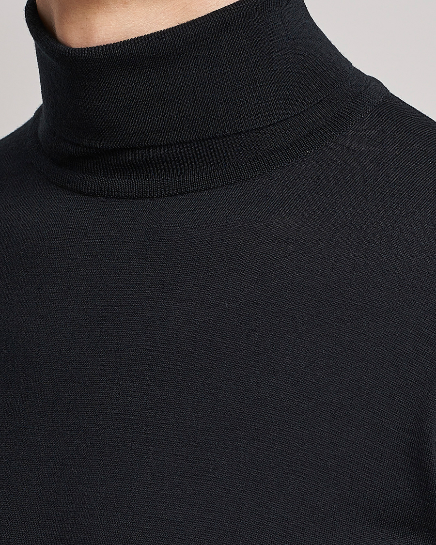 Heren | Truien | John Smedley | Cherwell Extra Fine Merino Rollneck Black