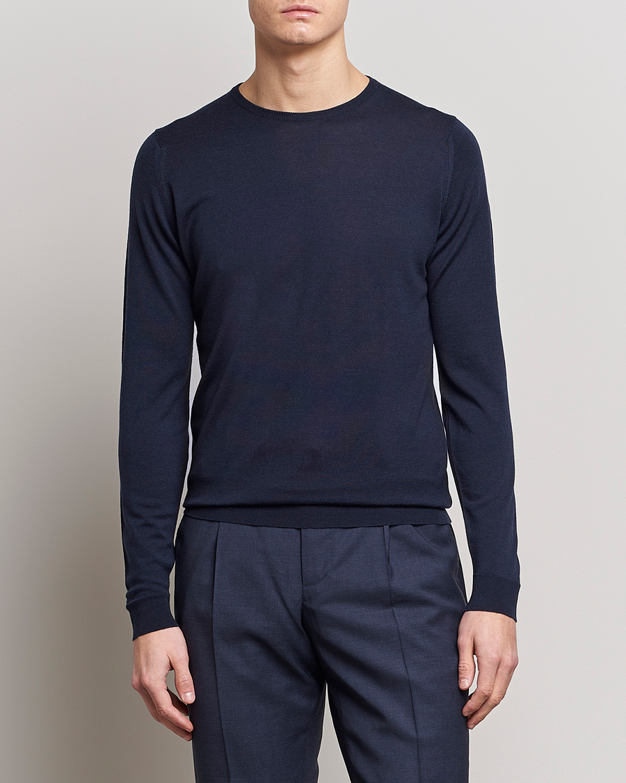 Heren | Kleding | John Smedley | Lundy Extra Fine Merino Crew Neck Midnight