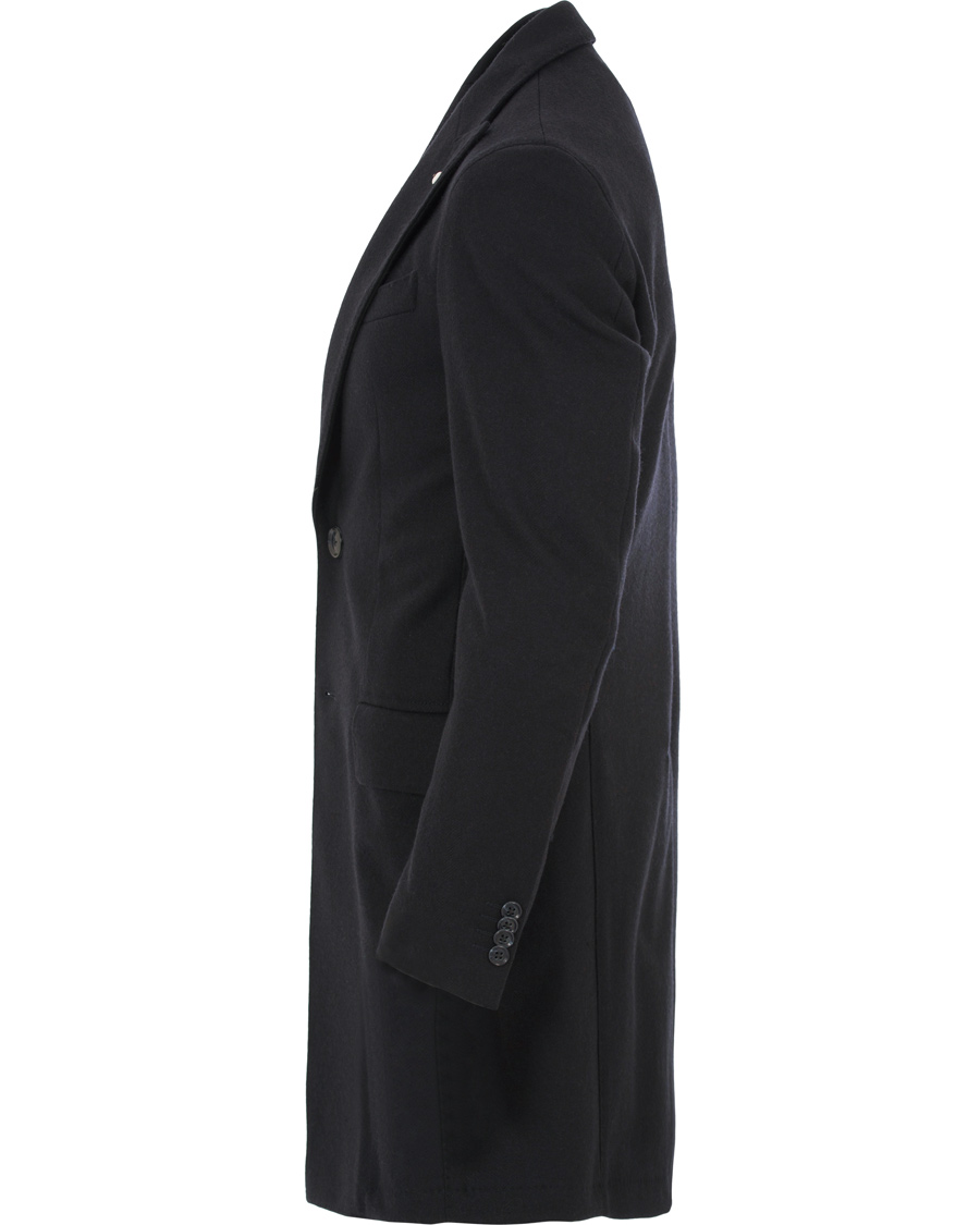 Heren | Jassen | L.B.M. 1911 | Wool Herringbone Peak Lapel Coat Navy