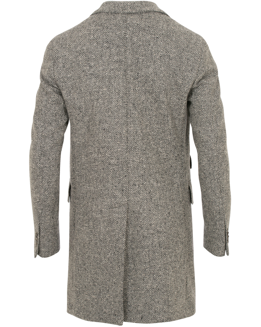 Heren | Jassen | L.B.M. 1911 | Wool Herringbone Peak Lapel Coat Light Grey