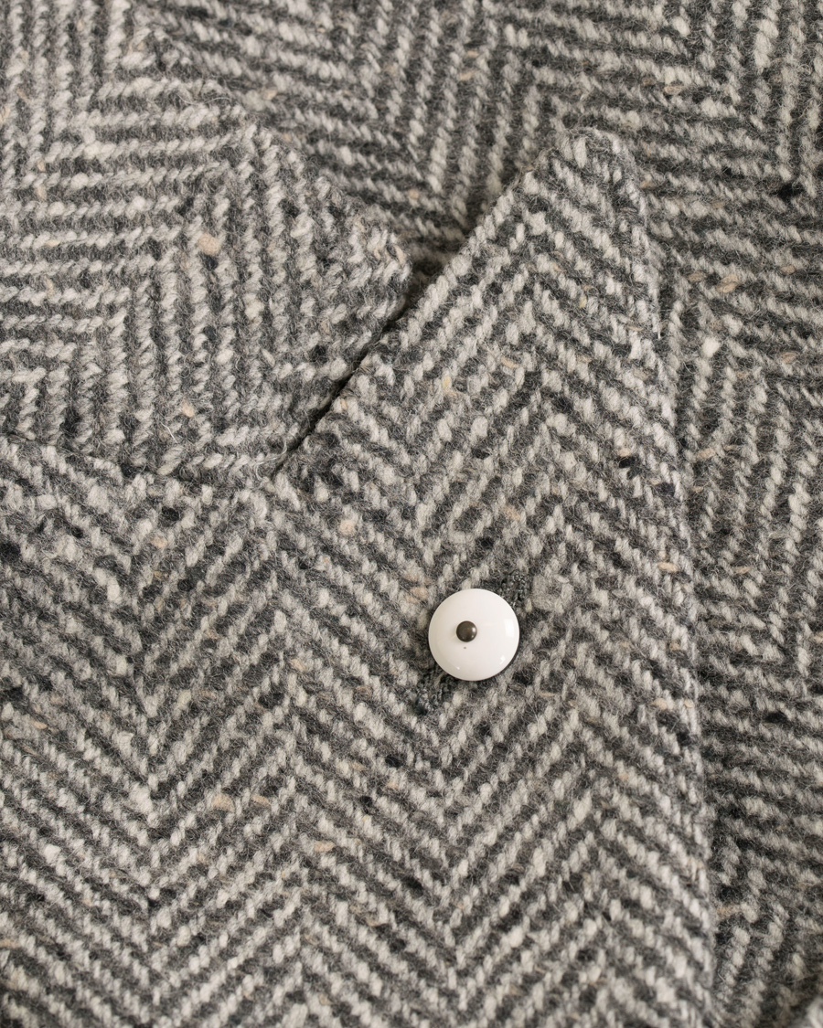 Heren | Jassen | L.B.M. 1911 | Wool Herringbone Peak Lapel Coat Light Grey