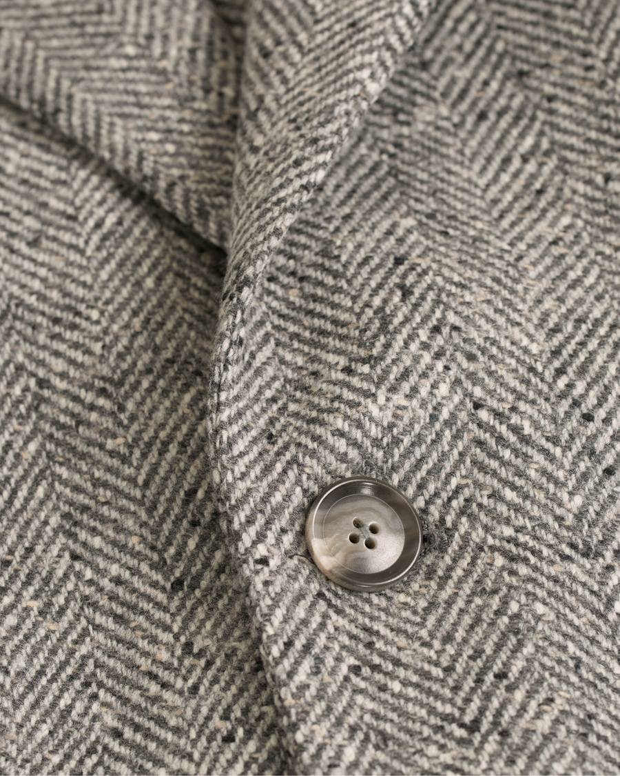 Heren | Jassen | L.B.M. 1911 | Wool Herringbone Peak Lapel Coat Light Grey