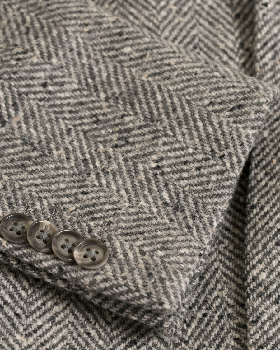 Heren | Jassen | L.B.M. 1911 | Wool Herringbone Peak Lapel Coat Light Grey