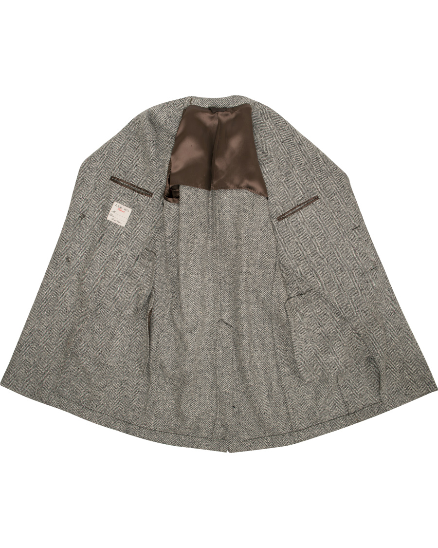 Heren | Jassen | L.B.M. 1911 | Wool Herringbone Peak Lapel Coat Light Grey